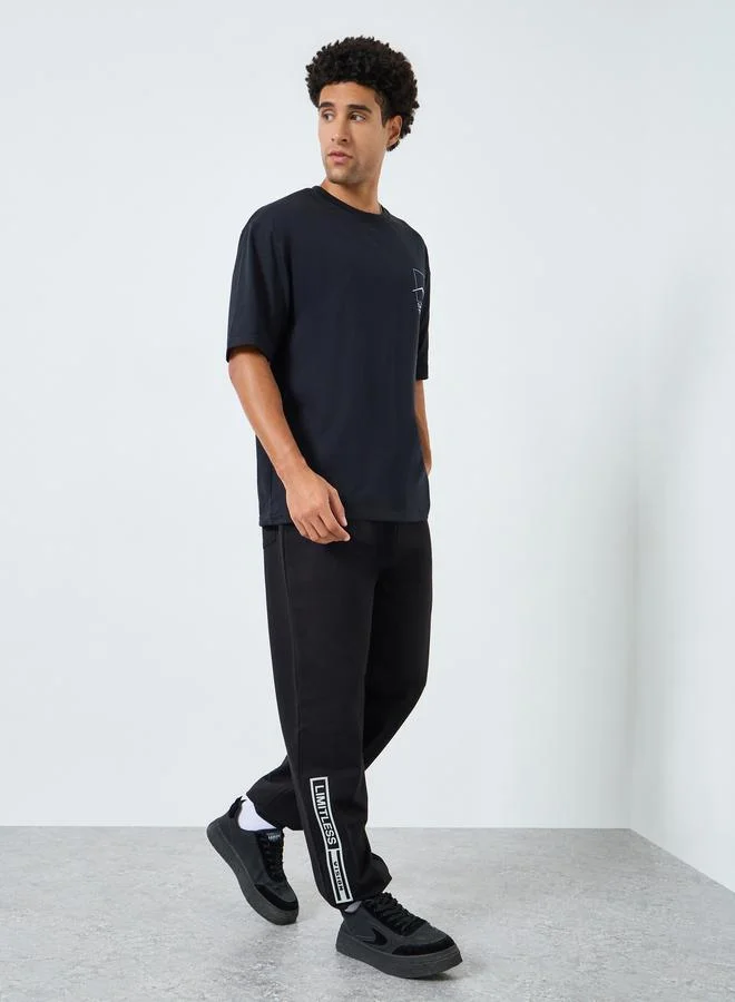 Styli Relaxed Side Print Terry Joggers